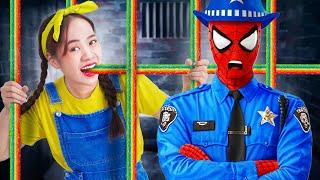 Chief Soyay goes to Spider-Man's Prison! How to Sneak Candy Into Jail!