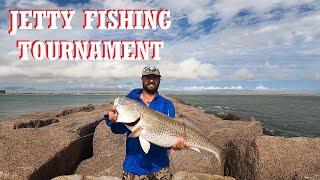 Port Aransas JETTY FISHING Tournament! Will one fish be enough? (Big REDFISH on a SPOON!)