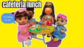 Baby Alive doll Ayla’s first day of School Routine with Cafeteria lunch