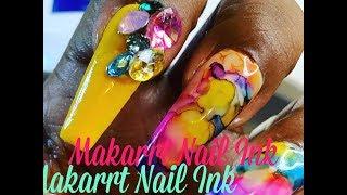 KIARA SKY LONG COFFIN GELLY TIPS AND MAKARRT INK NAIL ART!