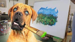 My Blind Dog Tries Painting and I'm SHOCKED how it turned out 