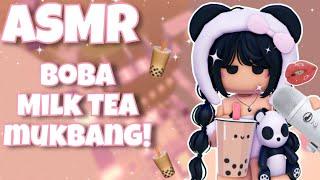 asmr roblox  boba tower! drinking boba milk tea(chewy tapioca pearl sounds)