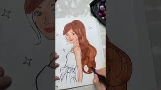 Beautiful girl Barbie ASMR video relax. Please follow me. #shorts #art #drawing