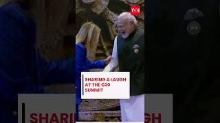 PM Modi and Giorgia Meloni share a light-hearted moment at Bharat Mandapam | G20 Summit