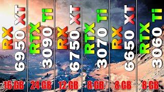 RX 6950 XT vs RTX 3090 Ti vs RX 6750 XT vs RTX 3070 Ti vs RX 6650 XT vs RTX 3060 Ti | PC Gaming Test