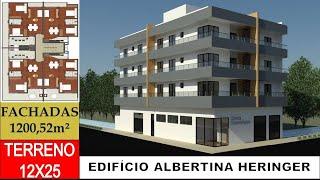 Edifício Albertina Heringer - 12 aptos com 2 quartos e 1 comércio - Terreno 12x25 de esquina.