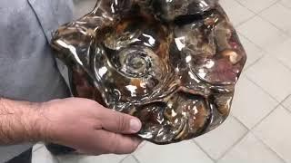 Фрагмент аммонита с ископаемым перламутром. Аммолит | Ammonite with Ammolite from Russia.