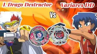 L Drago Destructor vs Variares | beyblade metal fury ryuga vs king | l drago vs variares