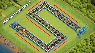 TH 12 Defense in Line vs All Troops | clash of clans
