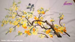 Tranh Thêu Tay Huế - Tranh thêu hoa mai mã số 2069