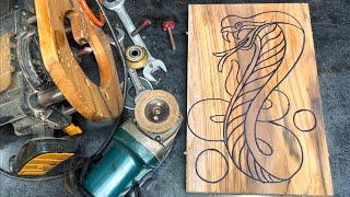 Amazing wood carving snake with router machine tools.