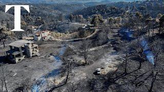 Drone footage reveals devastation of Athens fires