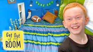 Teen Surprises Little Brother with a Football Themed Bedroom | Get Out Of My Room | Universal Kids