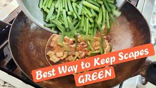 Stir Fry Garlic Scapes| Best way to keep scapes GREEN｜蒜薹炒肉