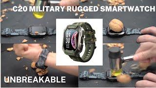 C20 Military Rugged Smartwatch - Unbreakable Test - waterproof test - unboxing - scratch proof test