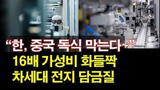"한, 중국 독식 막는다~" 16배 가성비 화들짝~ 차세대 전지 담금질