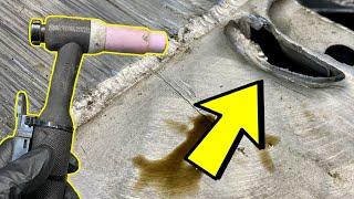Cracked Aluminium Sump Repair / Tig Welding Contaminated Aluminium
