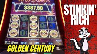 The Bonus pays on Stinkin' Rich and Happy & Prosperous slots at El Cortez Casino in Las Vegas Nevada