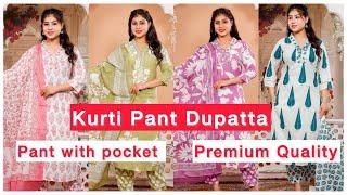 Kurti Pant Dupatta #kurtaset #kurtis #trending #stylist #cottonsuits #cottonkurtis