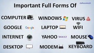 Full Form Of COMPUTER,GOOGLE,WINDOWS,LAPTOP,YAHOO,DESKTOP,MOUSE,KEYBOARD, etc.| Important Full Forms