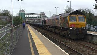 66730 and 66718 The Harbourmaster at Bridgend April 13th 2024