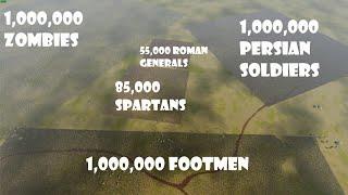 1,000,000 Zombies, 1,000,000 Footmen & 1,000,000 Persians vs Roman Generals & Spartans | UEBS 2