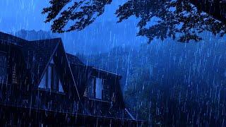 Beat Anxiety to Deep Sleep Immediately - Pouring Rain & Continuous Thunder Sounds at Night, ASMR