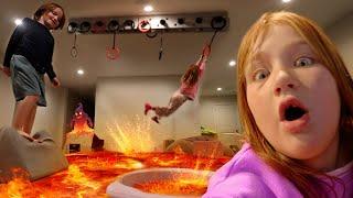 ADLEY & NiKO real life FLOOR is LAVA!! & building a real life Roblox Obby and wingfeather family