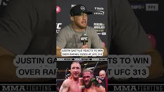 Justin Gaethje gave his immediate reaction to his win over Rafael Fiziev at #UFC313