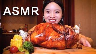 無剪輯吃播 | ASMR Roasted Chicken 蜜汁脆皮烤雞！皮酥肉嫩，一口爆油！【余多多吃飯啦】