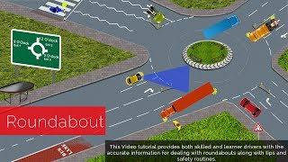 UK ROUNDABOUT RULES. DRIVING LESSON. ACCORDING TO HIGHWAY RULES. PASS YOUR DRIVING TEST.