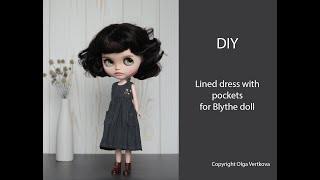 Lined dress with pockets for Blythe. Платье на подкладе с карманами для Блайз