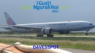 BALI PLANE SPOTTING takeoffs & landings including China Airlines B777 & Cathay B777 hard landing