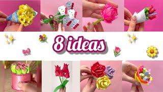 8 ideas | DIY Paper Flower Bouquet Tutorial | How to Make Flowers | rose | tulips | lavender 