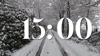 15 Minute Timer | Winter Snowy Road | Sound at the End | Ambient Music