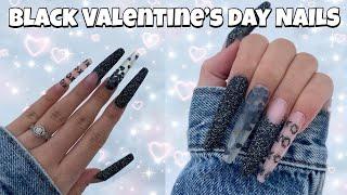 BLACK VALENTINE’S DAY POLYGEL NAILS | MODELONES POLYGEL KIT | GLITTER FRENCH TIPS | NAIL TUTORIAL