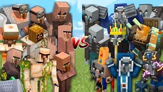 VILLAGER TEAM vs PILLAGER TEAM in Minecraft Mob Battle