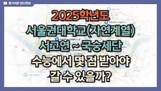 2025학년도 서연고~국숭세단 자연계열 수능에서 몇 점 받아야 갈 수 있을까