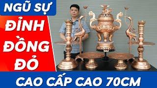 Bộ Đỉnh Đông Ngũ Sự Bằng Đồng Đỏ Cao 70Cm | Xưởng Đồng Đông Sơn