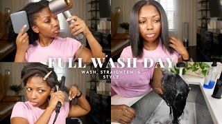 Full Wash Day Routine | Wash, Straighten, & Style | Niara Alexis