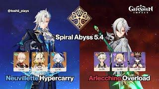 C0 Neuvillette Hypercarry & C0 Arlecchino Overload | New Spiral Abyss 5.4 | Genshin Impact