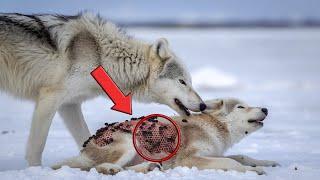 WHITE WOLF Calls for a Lifesaving Rescue for Her Baby From Million Of Barnacles