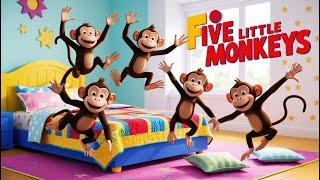 Five Little Monkeys Jumping on the Bed | Kids Nursery Rhymes & Songs | E-Family Channel