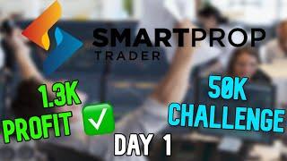 Day 1 - 50K Smart Prop Trader Challenge  | 1.3K Profit  | All Live Trades 