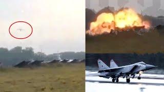 Ukrainian Drones strike a Russian MIG-31 at Savasleykaairfield.