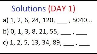 Solutions to puzzles of day 1 | Number Pattern | Series | Sequence | Mental ability