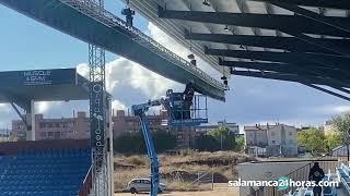 Reparación de pantallas LED en el Reina Sofía desprendidas por la borrasca Kirk