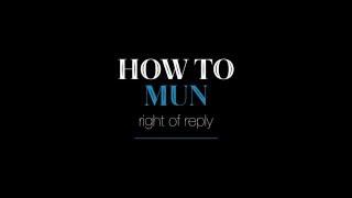 How To MUN | Right of Reply | UWED MUN 2016