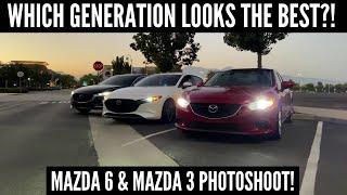 WHICH GENERATION LOOKS THE BEST?! Mazda 3 and Mazda 6 Photoshoot!!