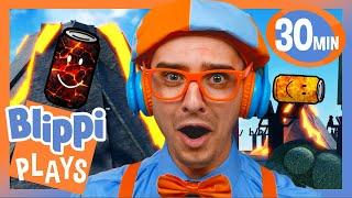 Let's Play 'Find the Cans' with Blippi! | BEST OF BLIPPI PLAYS ROBLOX! | Gaming Videos for Kids